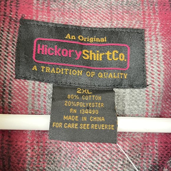 Hickory Shirt Co Men Extra Heavy Plaid Flannel Pearl Snap Red Black Gray 2XL NWT - Picture 3 of 8